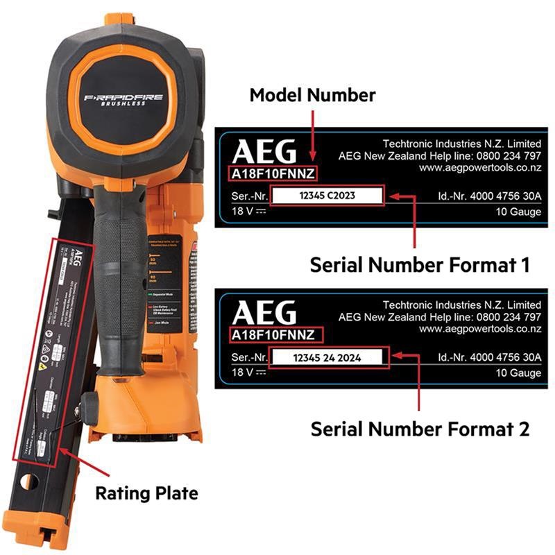 AEG Rating plate instructions